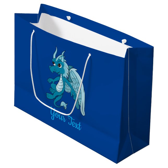 Blue Dragon Cartoon Große Geschenktasche Große Geschenktüte (Vorderseite Schrägansicht)