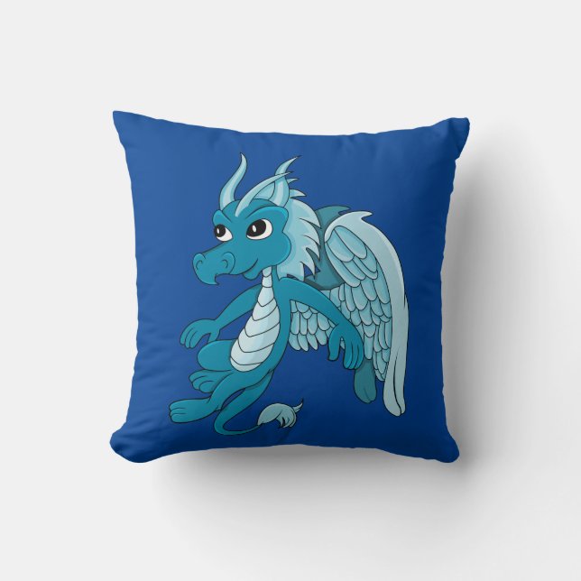 Blue Dragon Cartoon Kissen (Vorderseite)