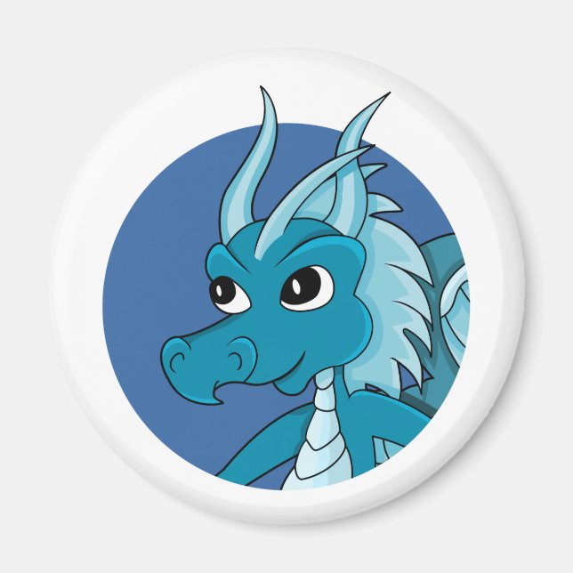 Blue Dragon Cartoon Magnet (Vorne)
