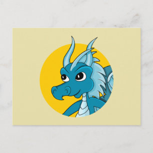 Blue Dragon Cartoon Postcard Postkarte