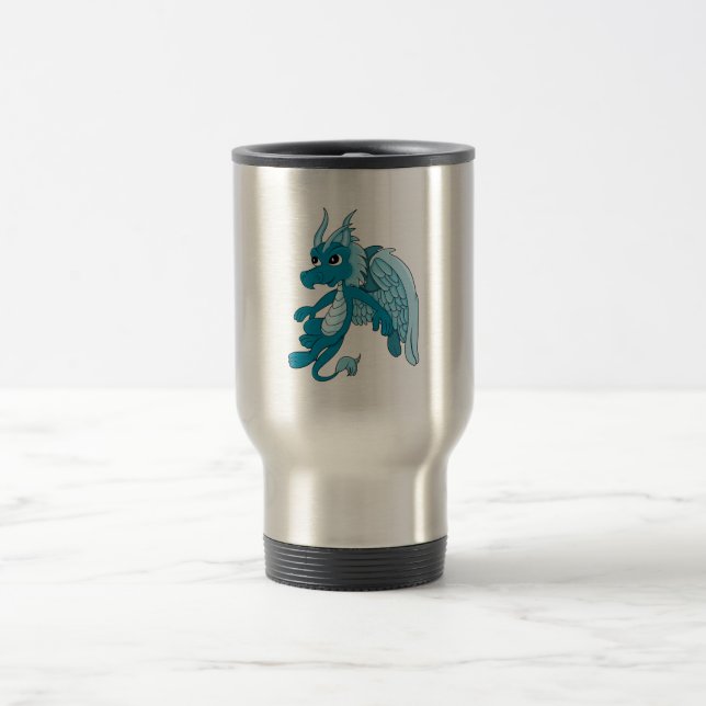 Blue Dragon Cartoon Reisebecher (Mittel)