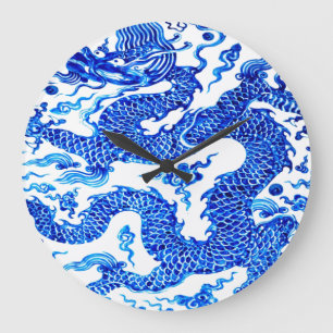 Blue Dragon Chinese Vase Modern Acryllic Designer Große Wanduhr