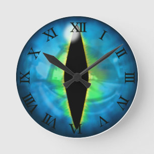 Blue Dragon Eye Runde Wanduhr