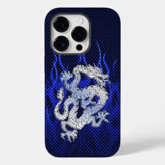 Blue Dragon in Chrome Carbon Fiber Stile Case-Mate iPhone 14 Pro Hülle