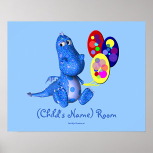 Blue Dragon Kids Room Personalisiert Wall Poster