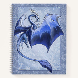 Blue Dragon of Winter Snowflakes Fantasy Art Notizbuch
