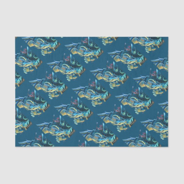 Blue Dragon Rider Seidenpapier (Vorderseite)