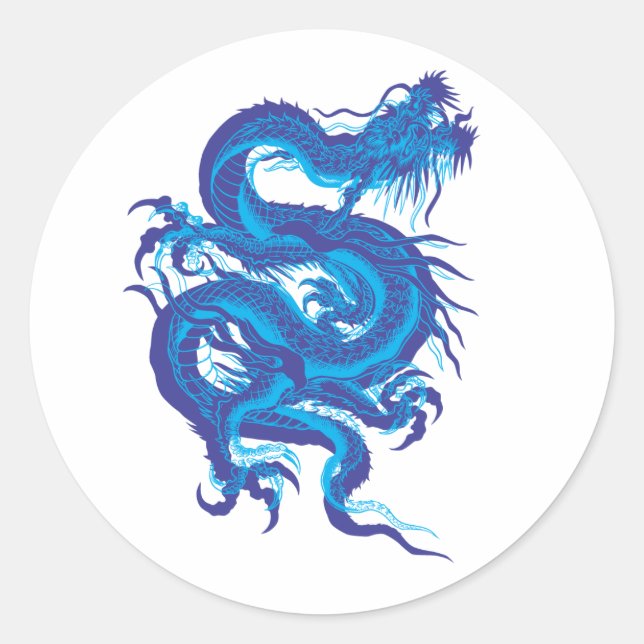 blue.dragon runder aufkleber (Vorderseite)