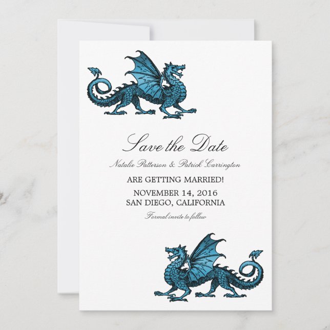 Blue Dragon Save the Date einladen Einladung (Vorderseite)
