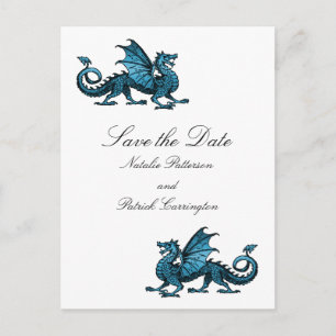 Blue Dragon Save the Date Postcard Ankündigungspostkarte