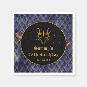 Blue Dragon Scales Gold Imitate Glitzer Geburtstag Serviette