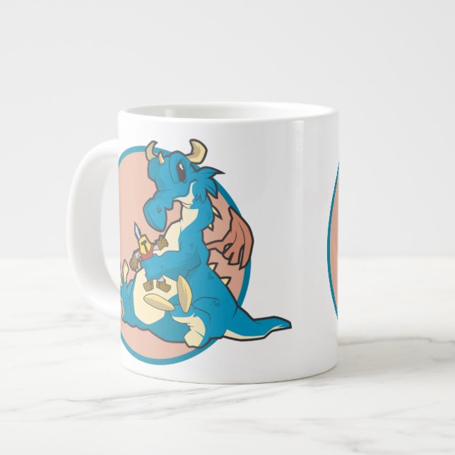 Blue Dragon spielt mit einer Figur des gestopften  Jumbo-Tasse (Vorderseite Links)