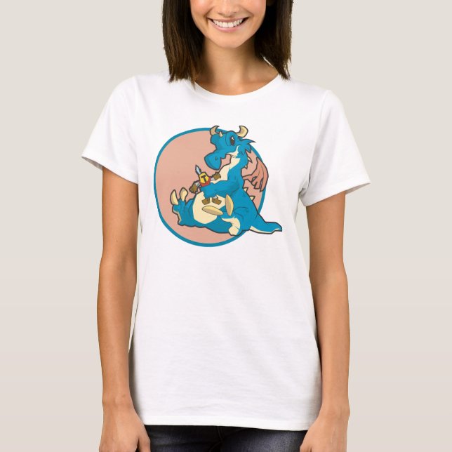 Blue Dragon spielt mit einer Figur des gestopften  T-Shirt (Vorderseite)