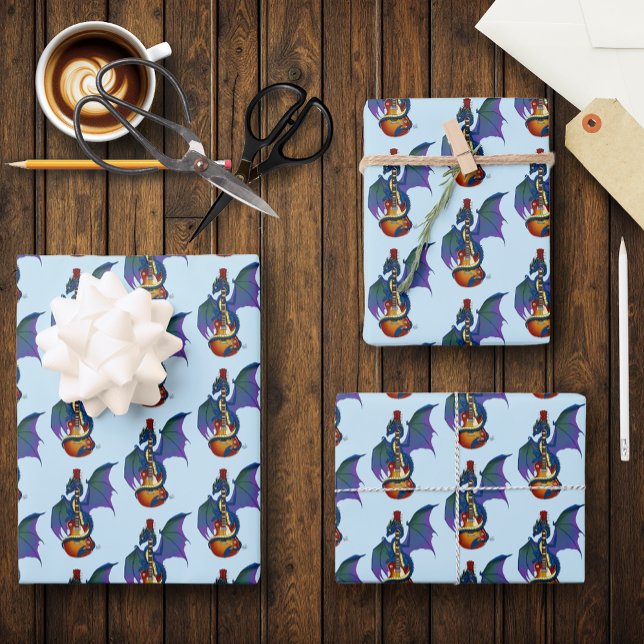 Blue Dragon Sunburst Gitarre Geschenkpapier Set (Von Creator hochgeladen)