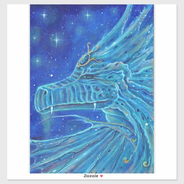 Blue Dragon Vinyl Aufkleber von Renee Lavoie (Blatt)