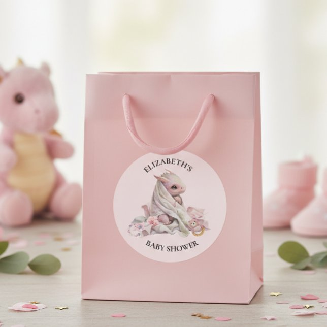 Blue Dragon Watercolor Babydusche Runder Aufkleber (Von Creator hochgeladen)