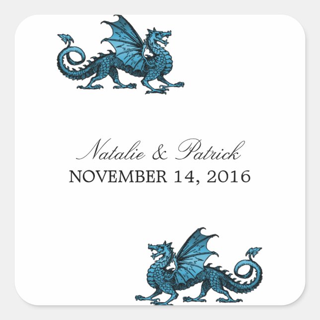 Blue Dragon Wedding Stickers (Vorderseite)
