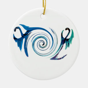 Blue Dragon Wirbel Fantasy Animal Keramik Ornament