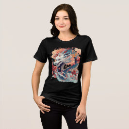 Blue Dragon with Blossoms and Clouds Tri-Blend Shirt