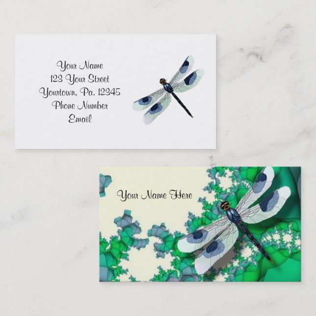 Blue Dragonfly Business Card Visitenkarte (Vorne/Hinten)