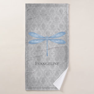Blue Dragonfly Damask Badhandtuch Set