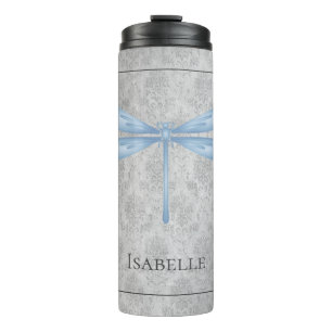 Blue Dragonfly Damask Thermosbecher