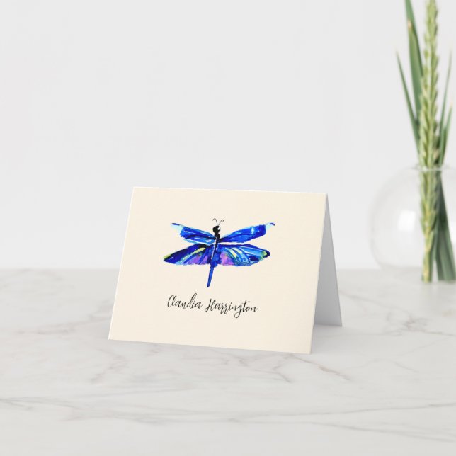 Blue Dragonfly Elegante Personal Nature Stationery (Vorderseite)