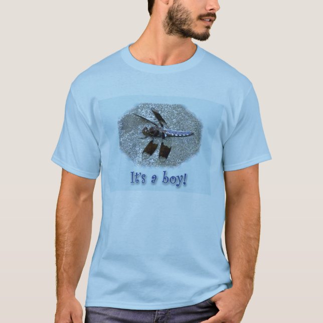 Blue Dragonfly Es ist ein Junge! T-Shirt (Vorderseite)