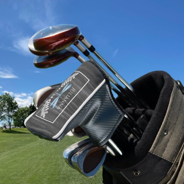 Blue Dragonfly Rustic Golf Head Cover Headcover (Blue Dragonfly Rustic Personalized Golf Head Cover)