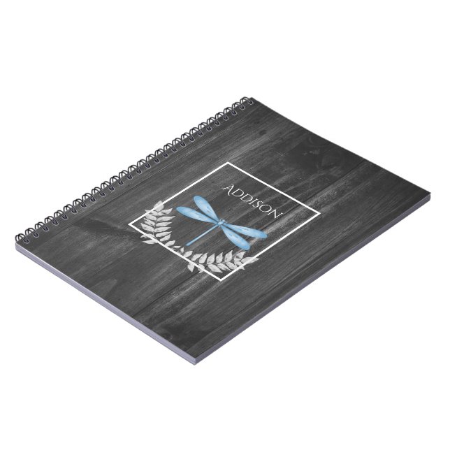 Blue Dragonfly Rustikales Personalisiertes Noteboo Notizblock (Linke Seite)