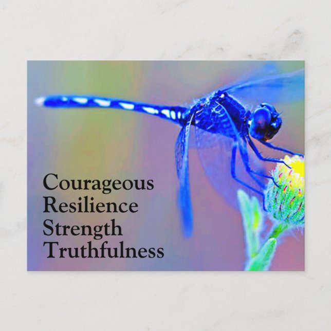 Blue Dragonfly Spirit Züge Postkarte (Vorderseite)