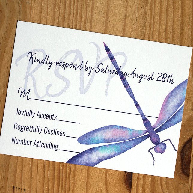 Blue Dragonfly UAWG Enclosure Card Hinweiskarte (Blue dragonfly RSVP card for bat mitzvah or quinceanera. Whimsical blue birthday party stationary)