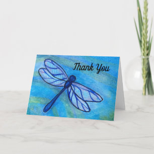 Blue Dragonfly Watercolor Vielen Dank Karte