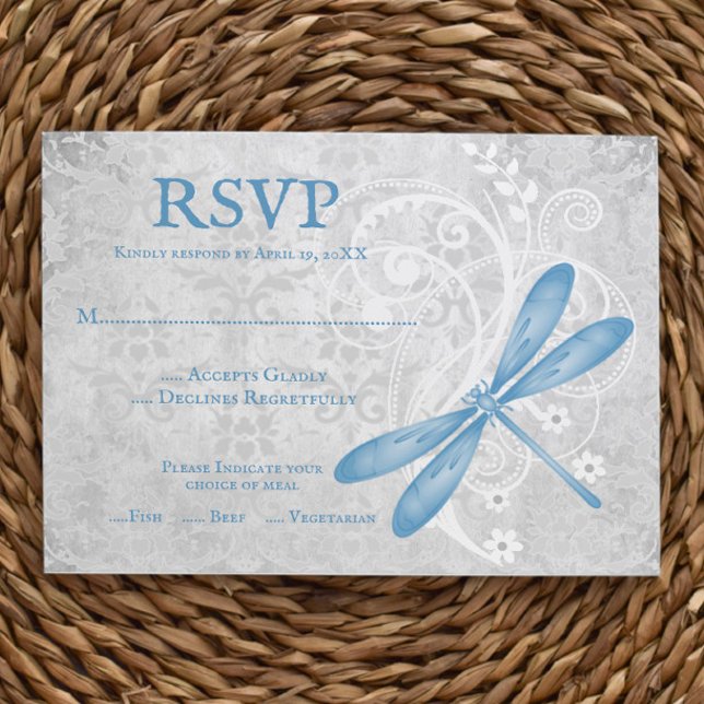 Blue Dragonfly Wedding RSVP Card Karte (Blue Dragonfly Wedding RSVP Card)