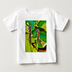 Blue Draquelly and Flowers Baby T-shirt