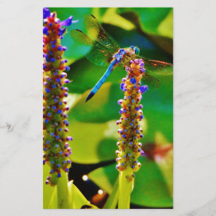 Blue Draquelly and Flowers Briefpapier