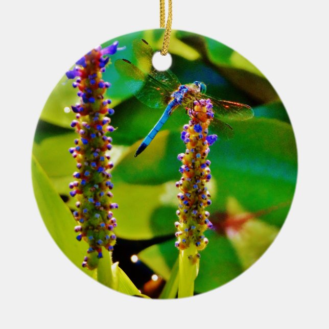 Blue Draquelly and Flowers Keramik Ornament (Vorne)