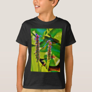 Blue Draquelly and Flowers T-Shirt