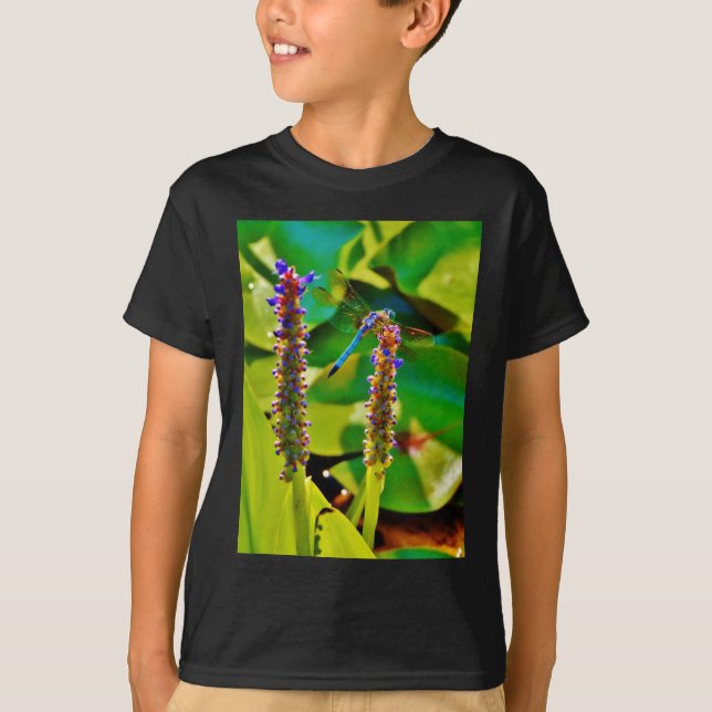Blue Draquelly and Flowers T-Shirt (Vorderseite)