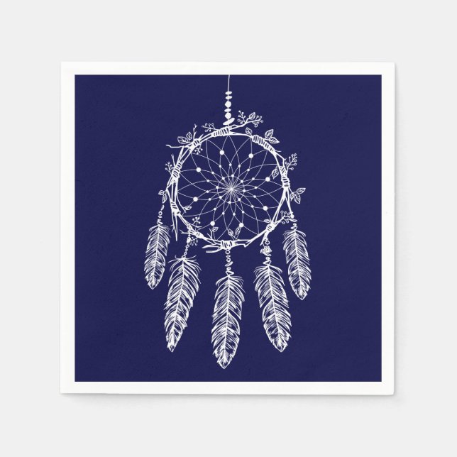 Blue Dream Catcher Native American Wedding Party Serviette (Vorderseite)