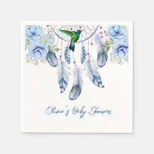 Blue Dreamcatcher Hummingbird Boy Baby Dusche Serviette