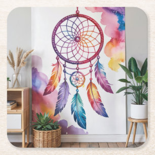 Blue Dreamcatcher Square Untersetzer Set