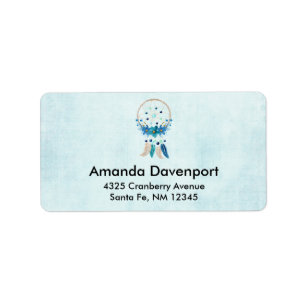 Blue Dreamcatcher Stylish Boho Design Adressaufkleber