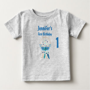 Blue Dreamcatcher Stylish Boho Design Geburtstag Baby T-shirt