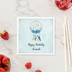 Blue Dreamcatcher Stylish Boho Design Geburtstag Serviette