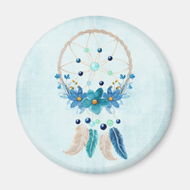 Blue Dreamcatcher Stylish Boho Design Magnet (Vorne)