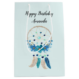 Blue Dreamcatcher Stylish Boho Design Mittlere Geschenktüte