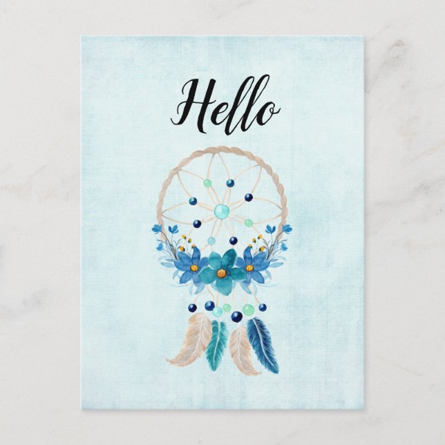 Blue Dreamcatcher Stylish Boho Design Postkarte (Vorderseite)