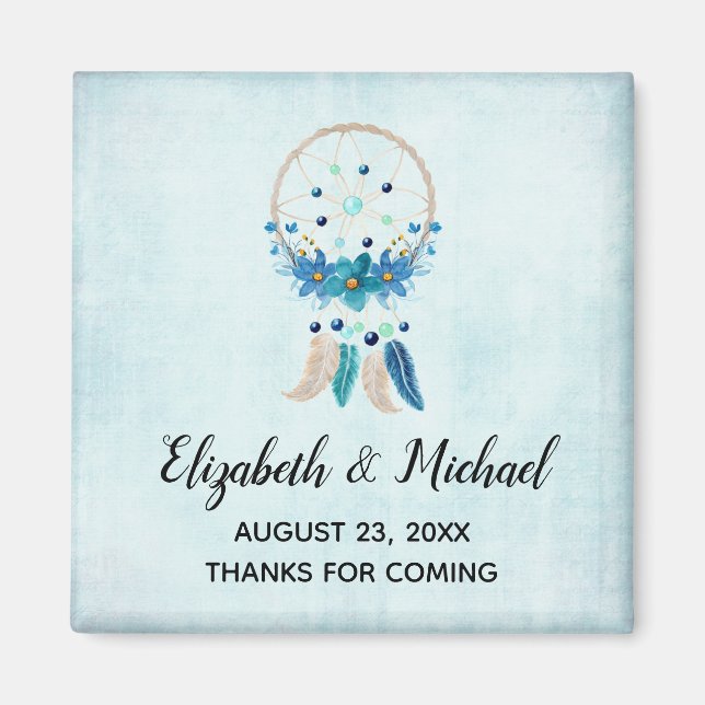 Blue Dreamcatcher Stylish Boho Design Wedding Magnet (Vorne)