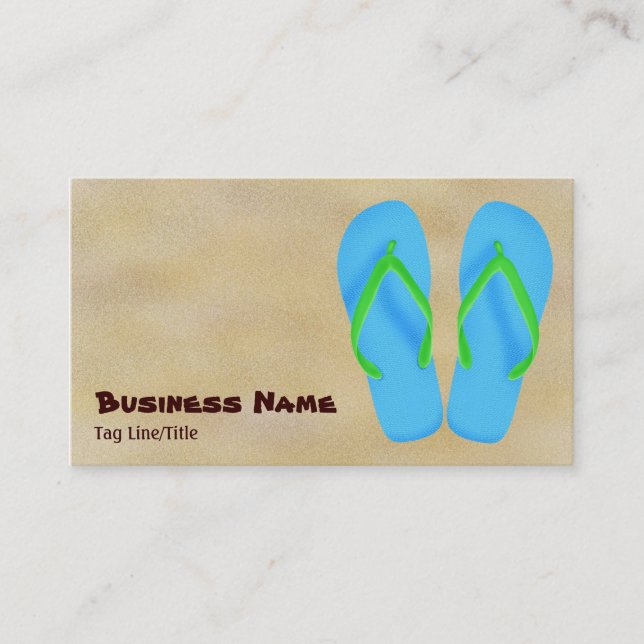 Blue Dreh Flop Beach Business Cards Visitenkarte (Vorderseite)